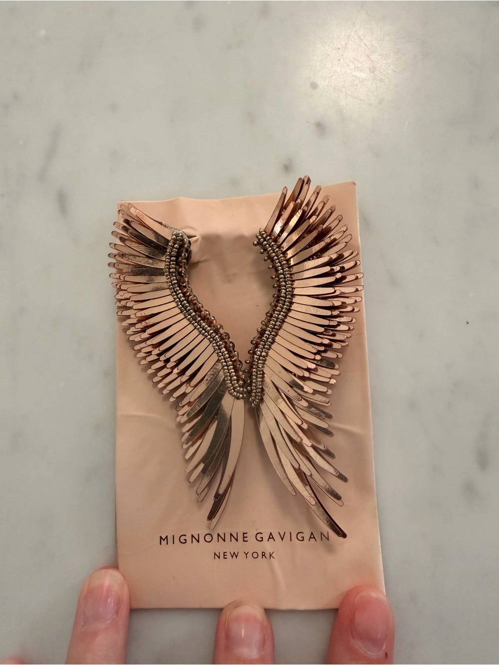 Mignonne Gavigan Madeline Rose Gold Feathered Wing Earrings